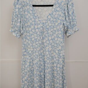 Boden Light Blue Floral V-Neck Midi Dress